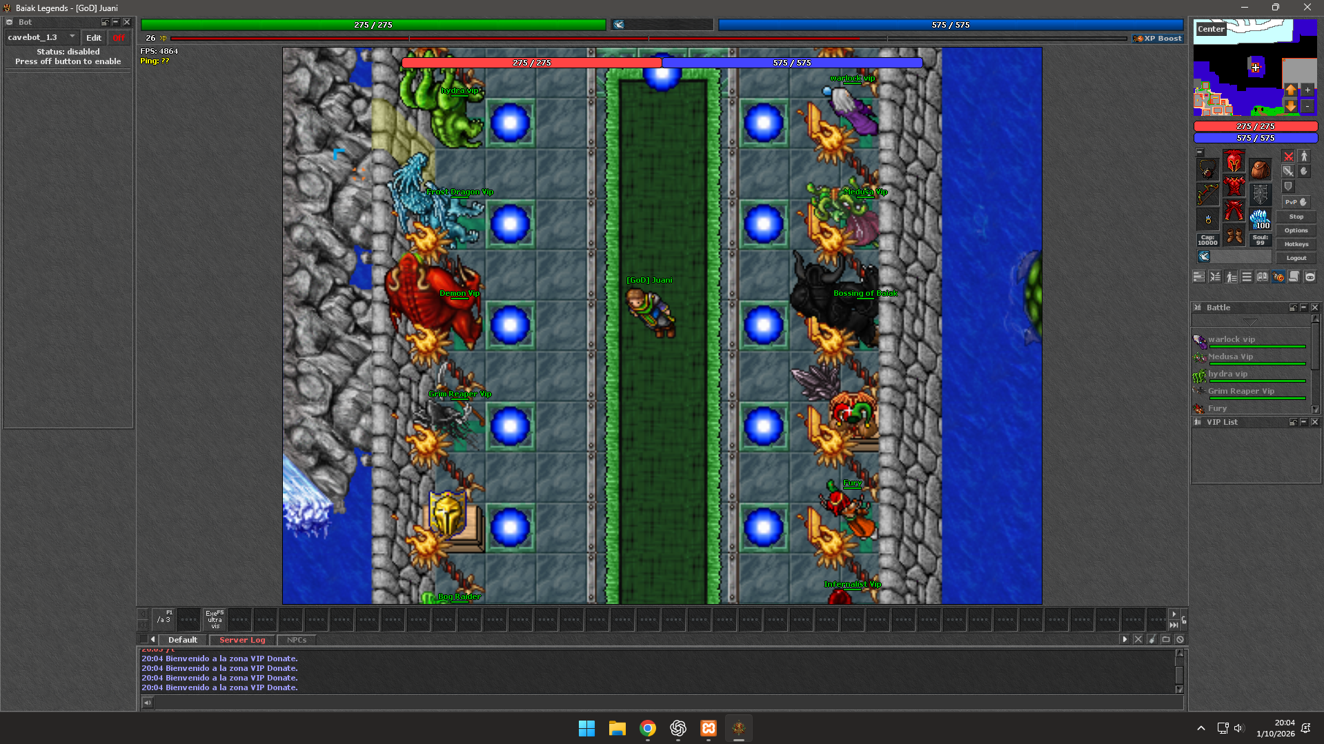 Hunts VIP en Baiak Legends